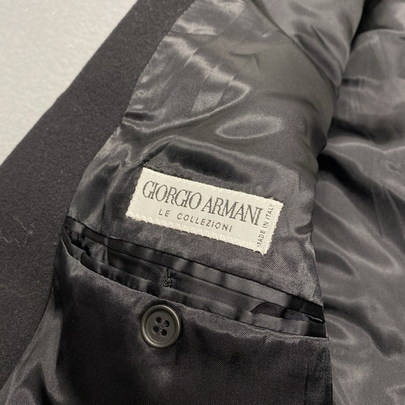 Giorgio Armani Mens Black Virgin Wool Cashmere Blend Overcoat Made in Italy 42R - Picture 14 of 16